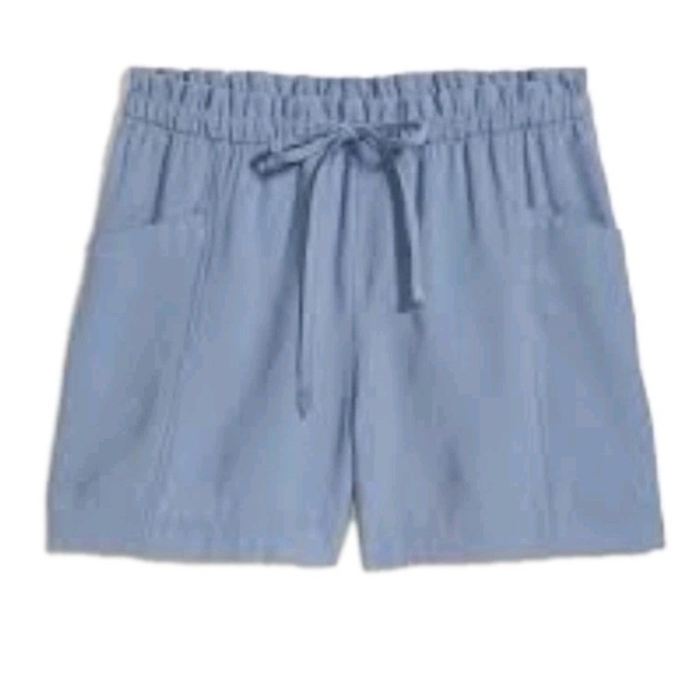 Old Navy Womens Soft Twill Workwear Shorts Sz Large Blue Mount Shasta Drawstring